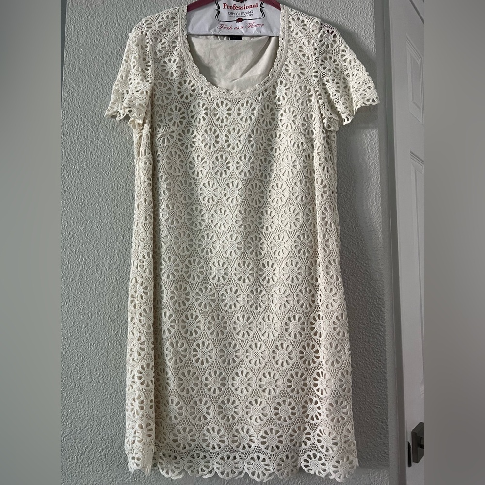 French Connection Cream Lisella Crochet Mini Dress
